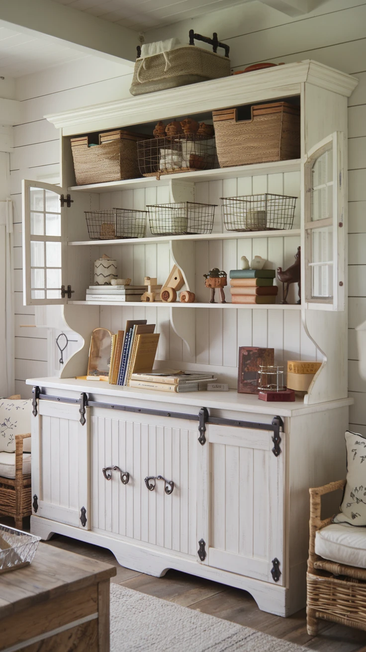 4. Farmhouse-Style Hutch Design