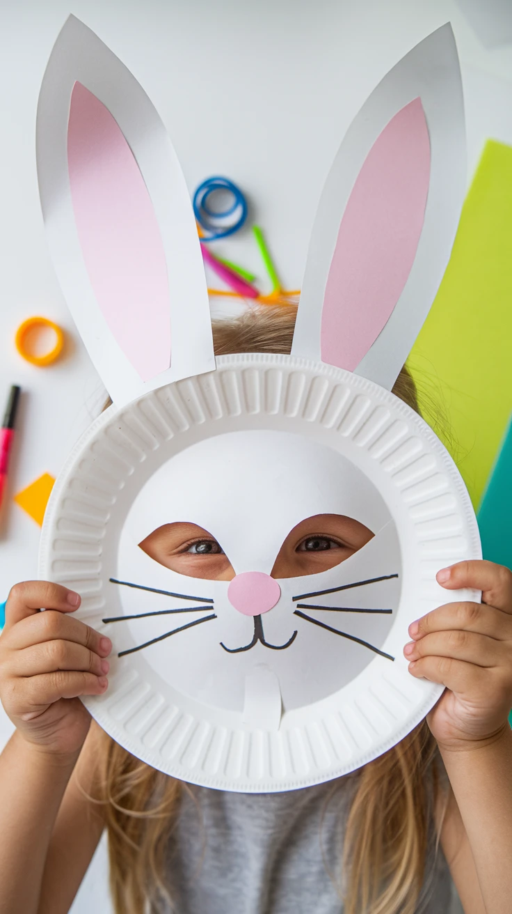 4. Paper Plate Bunny Mask