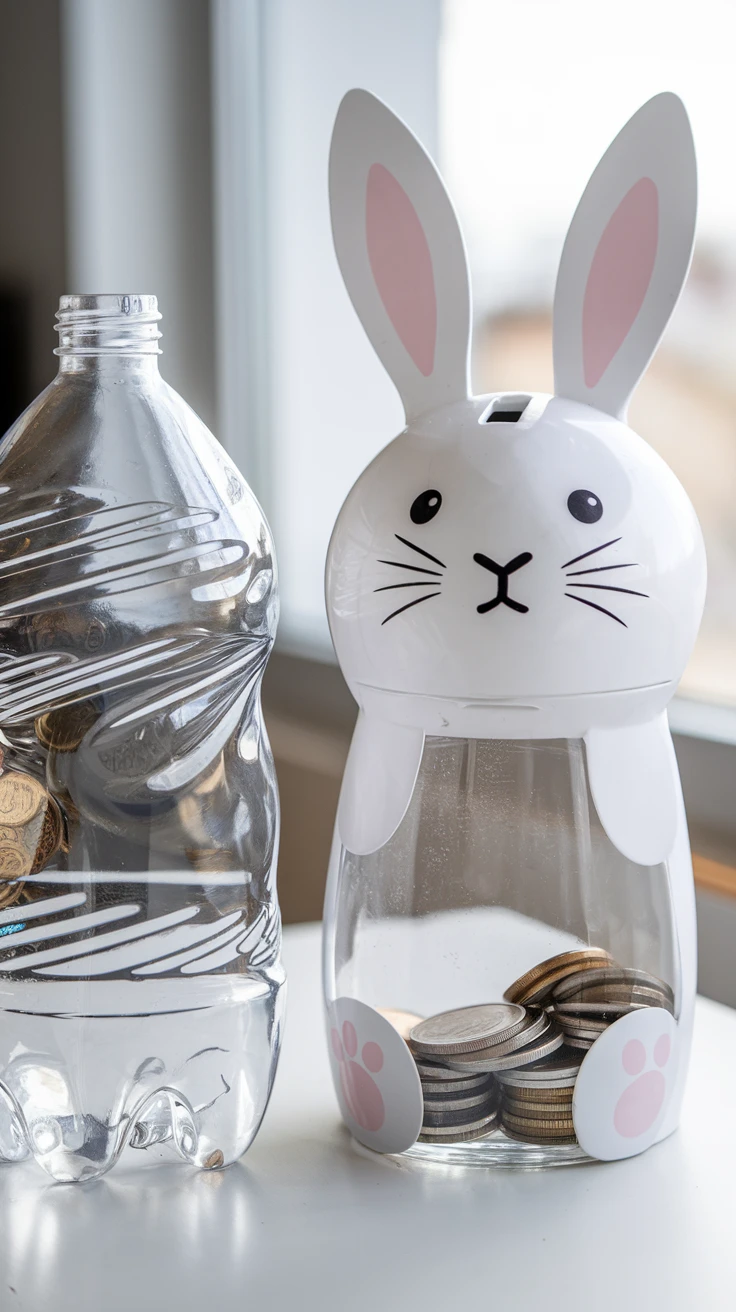 8. Recycled Bottle Bunny Bank